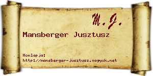 Mansberger Jusztusz névjegykártya